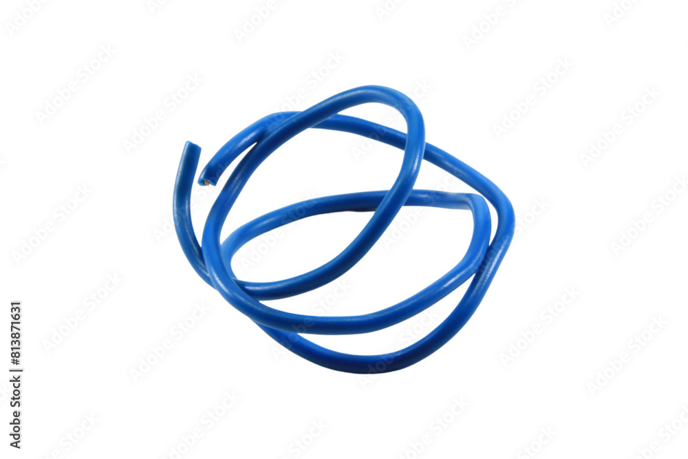 blue wire cable of usb and adapter isolated on white background.Electronic Connector.Selection focus. blue wire cable of usb and adapter isolated on white background.Electronic Connector.Selection focus.