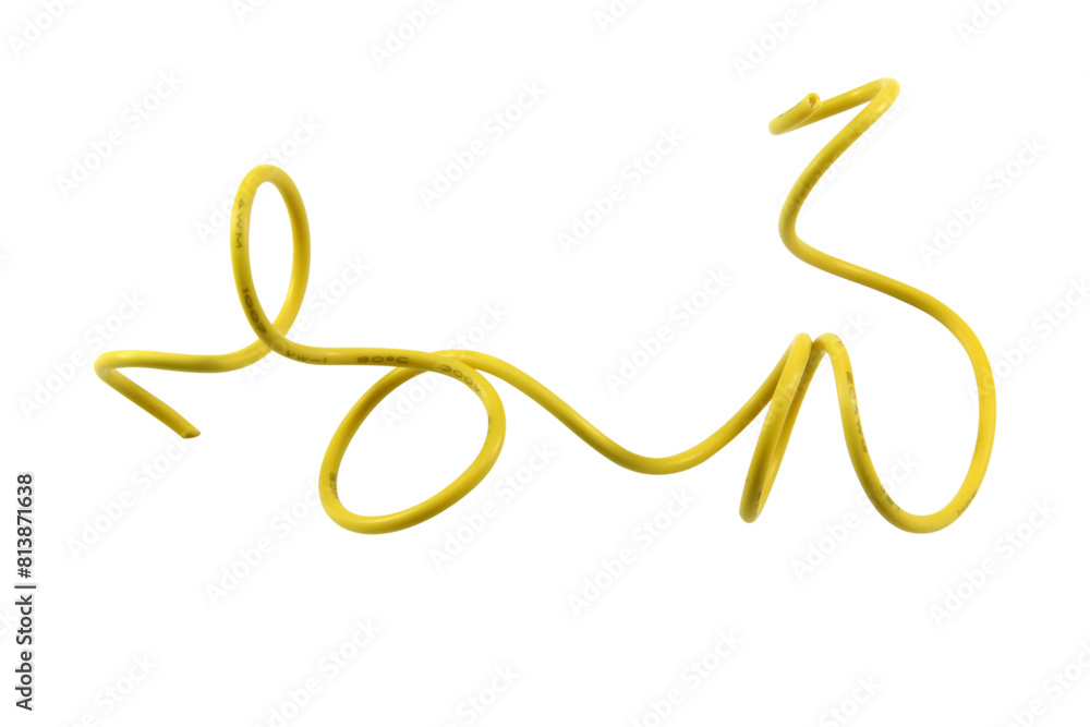yellow wire cable of usb and adapter isolated on white background.Electronic Connector.Selection focus. yellow wire cable of usb and adapter isolated on white background.Electronic Connector.Selection focus.