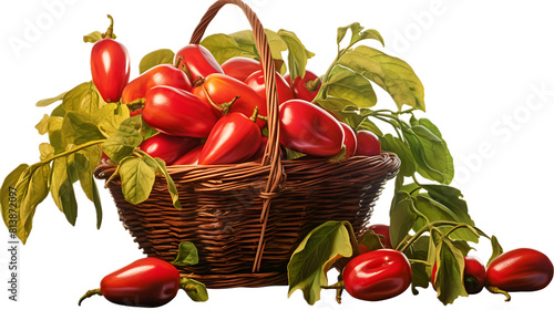 A basket of tamarillos with a transparent background. photo