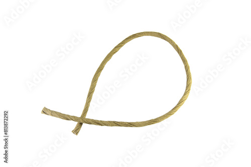 brown paper rope isolated on white background.