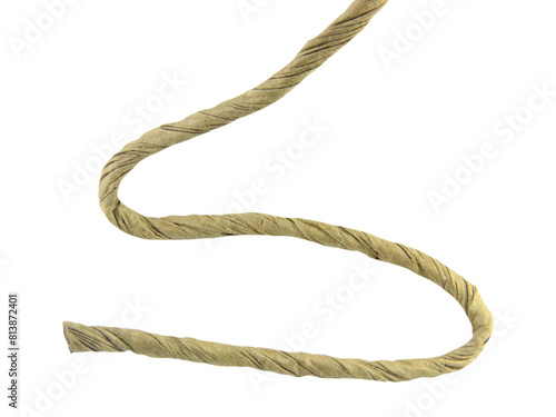 brown paper rope isolated on white background.