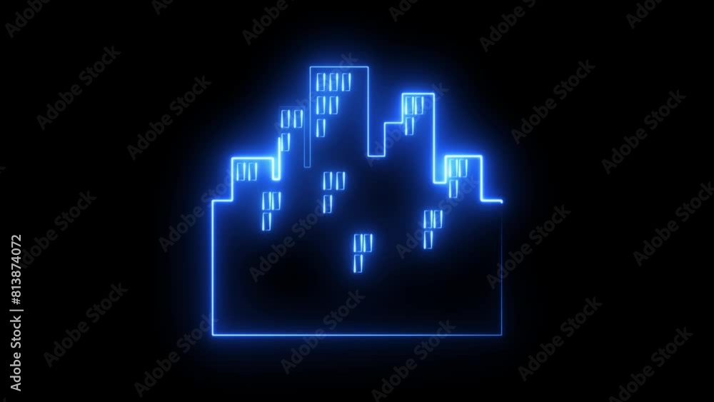 Abstract neon city icon animation Abstract neon city icon animation