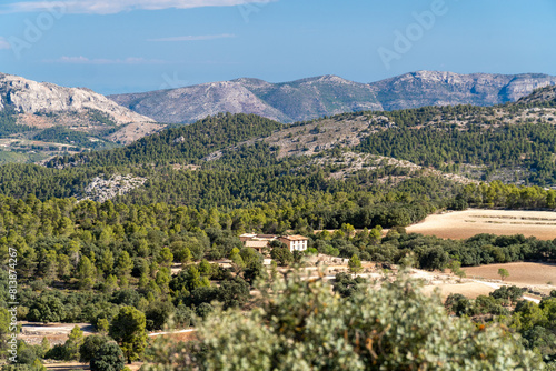 Wallpaper Mural Beutiful landscape with mountain, forests, fields and a country house on background. Torontodigital.ca