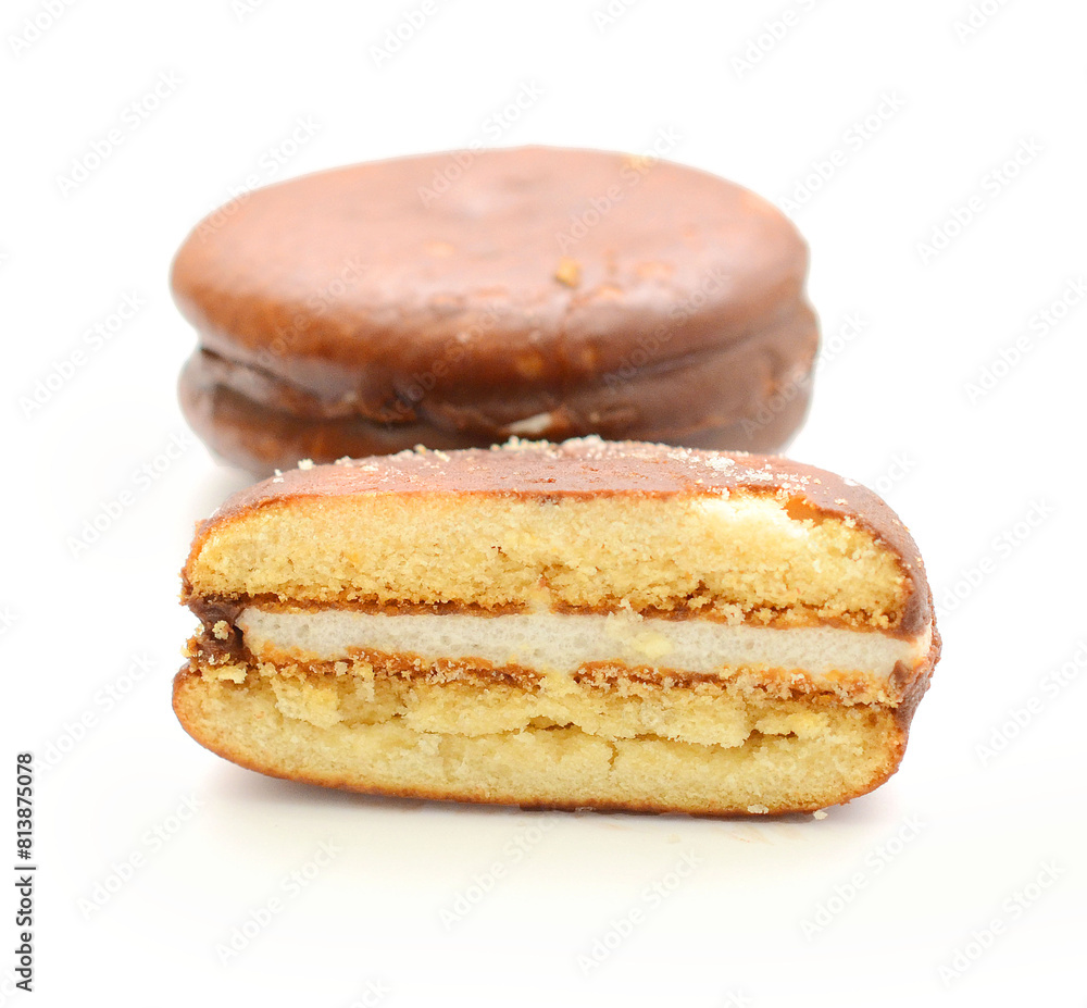 Chocolate cakes isolated on white background
Chocolate cakes isolated on white background