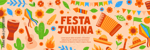 Festa junina. Festa junina poster. Flat style.