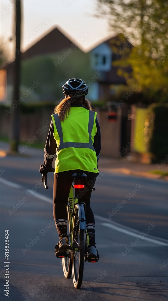 Fototapeta premium A person riding a bike on a street.