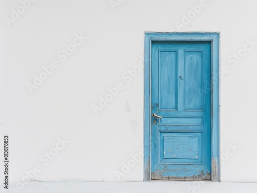 colored door on a white wall background