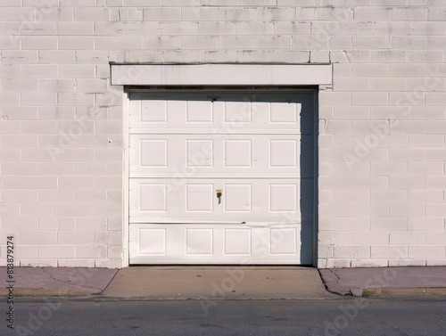 white garage door on a colorful wall background 