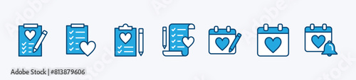 Set of event planning icon. Containing wedding calendar, list, invitation, schedule, agenda, reminder, information clipboard, date. Vector illustration