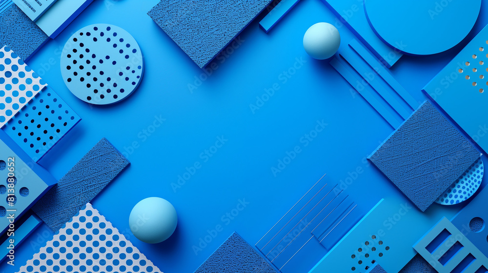 abstract blue geometry background, modern geometric shapes layered over ...