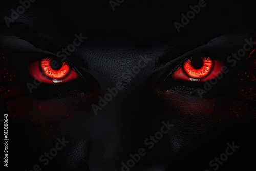 two vibrant red female devil eyes 