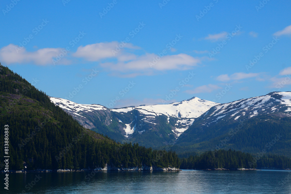 Cruise in the Gulf of Alaska with beautiful mountain scenery- United States