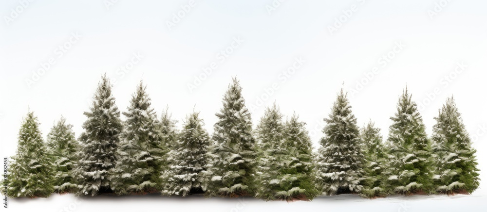 Fototapeta premium An isolated Christmas tree on a white background featuring copy space for text