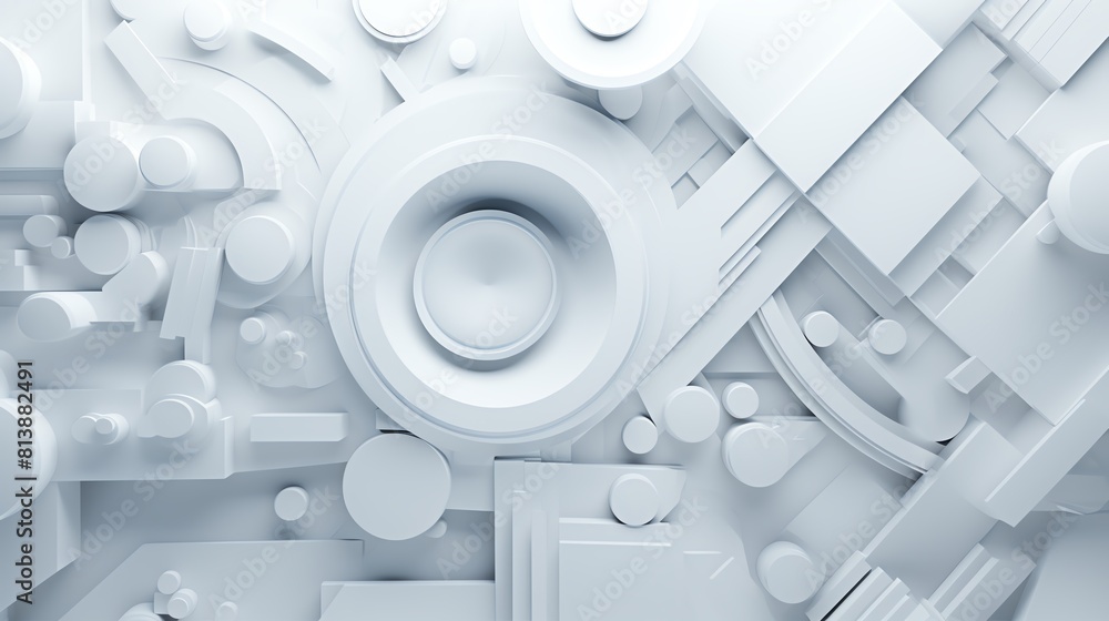 Create 3D background image with soft white shapes. The image be clean and simple, with a futuristic feel.