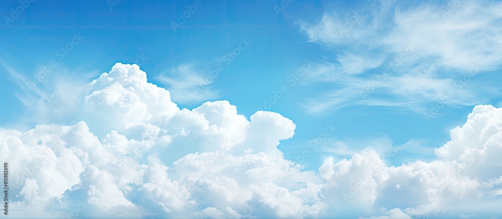 An aesthetically pleasing and vibrant artwork depicting a cloudy summer sky against a picturesque natural background with ample copy space for adding text An aesthetically pleasing and vibrant artwork depicting a cloudy summer sky against a picturesque natural background with ample copy space for adding text