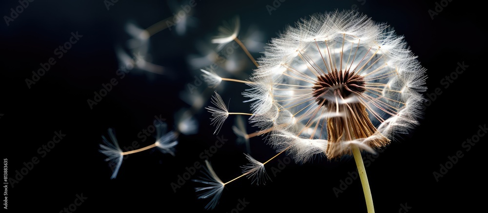 Fototapeta premium Close up image of a dandelion clock seed head with copy space