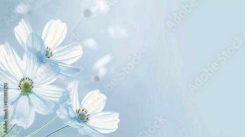 beautiful background of flowers. blank background space with white cosmos flowers