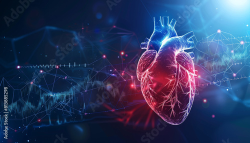 A heart is shown in a blue and red color scheme by AI generated image