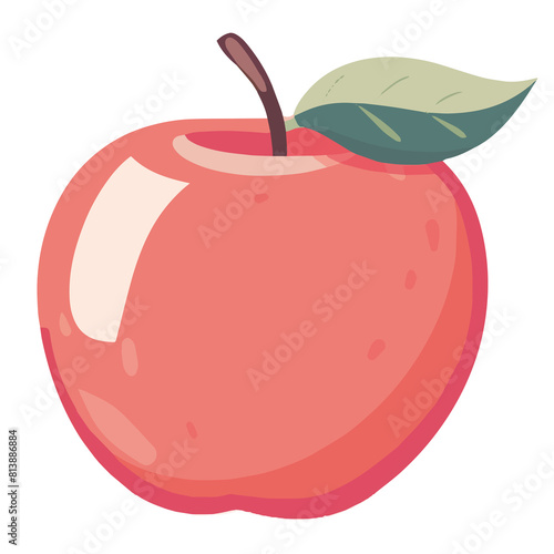 red apple with leaf