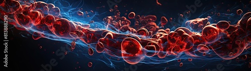 A striking 3D image showing a clot in a vessel, using enhanced lighting and shadow effects to draw attention to the health risk related to circulation fluid clots photo