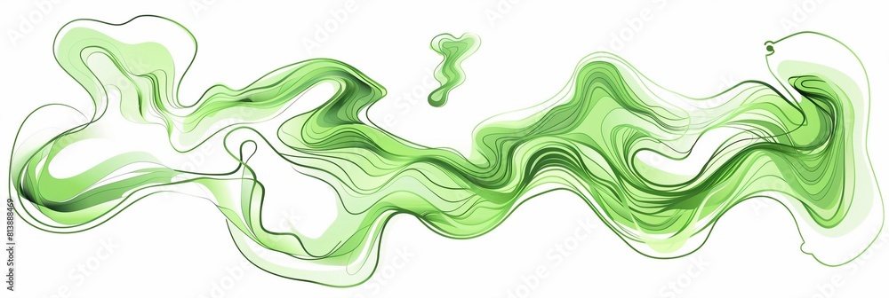 Abstract green amoeba organic shape with linear vector illustration on background banner Abstract green amoeba organic shape with linear vector illustration on background banner