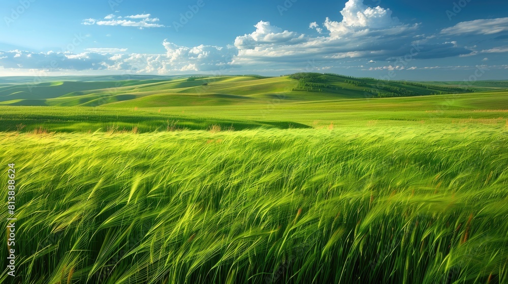 Verdant Rolling Hills Under a Cloudy Sky