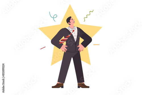 Man entrepreneur became superstar thanks to business ideas and leadership ambitions