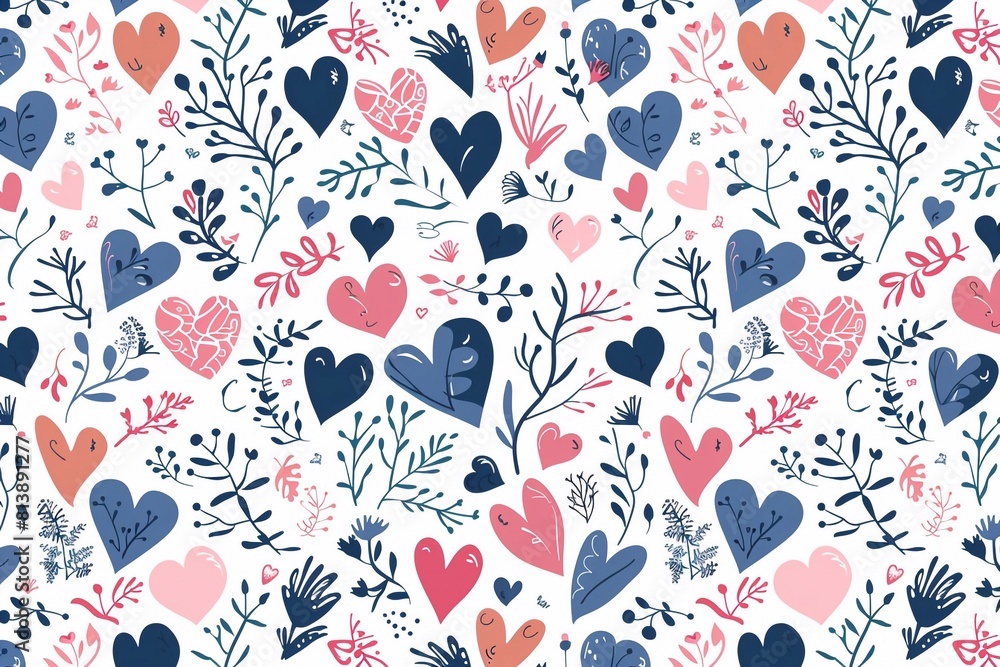 Seamless pattern with hearts. Vector illustration on white background. Valentine pattern. It can be used for wallpapers, cards, wrapping, patterns for clothes and other.
Seamless pattern with hearts. Vector illustration on white background. Valentine pattern. It can be used for wallpapers, cards, wrapping, patterns for clothes and other.