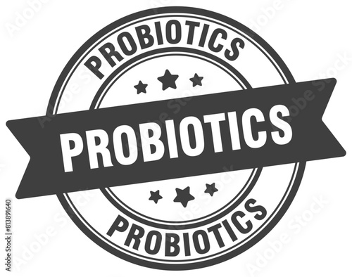 probiotics stamp. probiotics label on transparent background. round sign