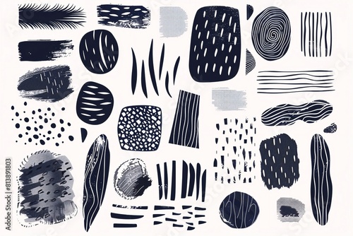 Wallpaper Mural 
Set of hand drawn brush elements, textures and patterns and graphic elements. Vector illustration concepts for graphic and web design, packaging design, marketing material Torontodigital.ca