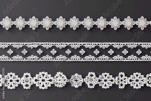 Cute and adorable set of white vintage elegant lacy borders and frames