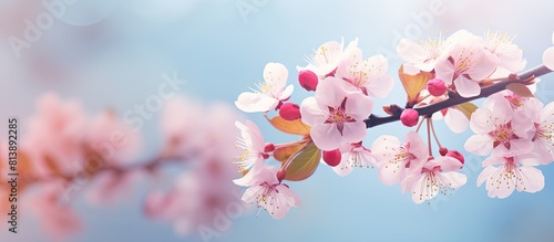 In spring women can enjoy the vibrant and colorful flowers of Apple cherry cherry and Sakura A copy space image showcasing these blooming beauties would be visually appealing