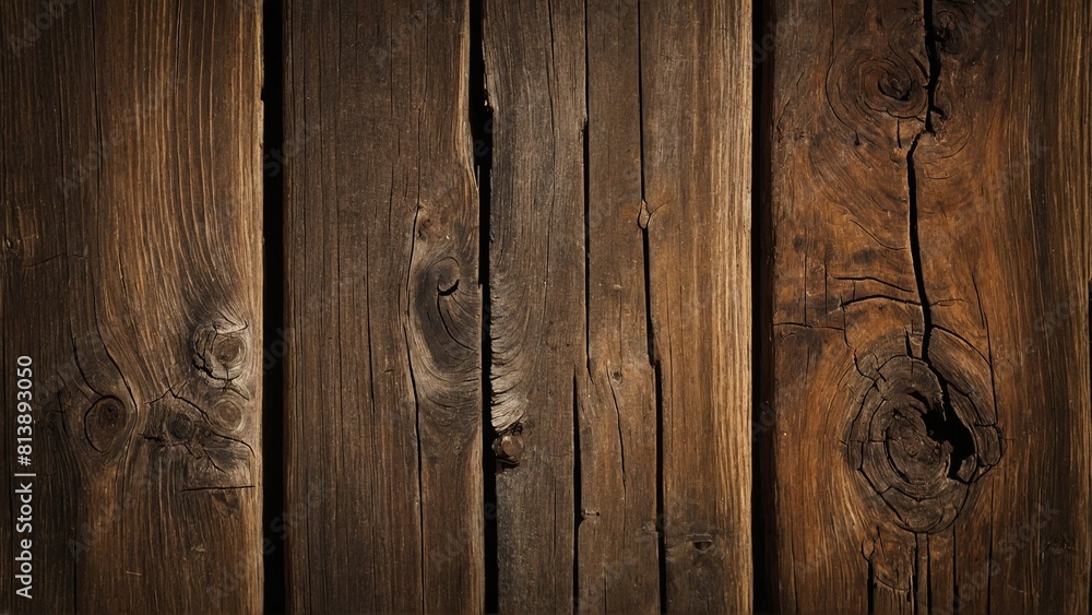 Fototapeta premium Rustic dark brown vertical wood boards simple background