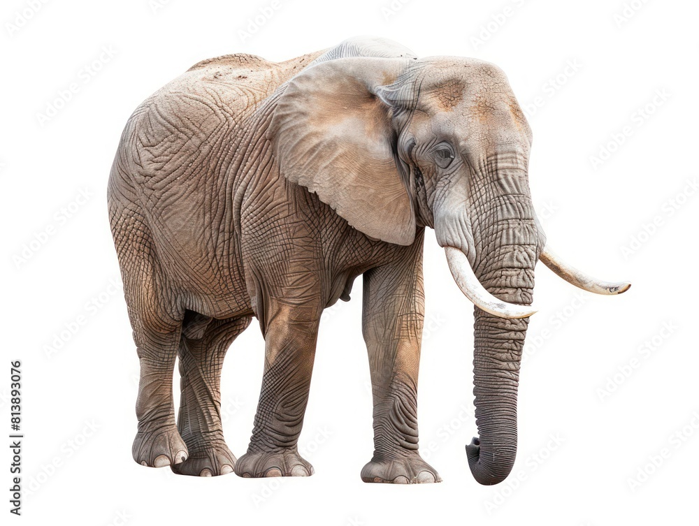 realistic elephant in a full body isolated on a white background 