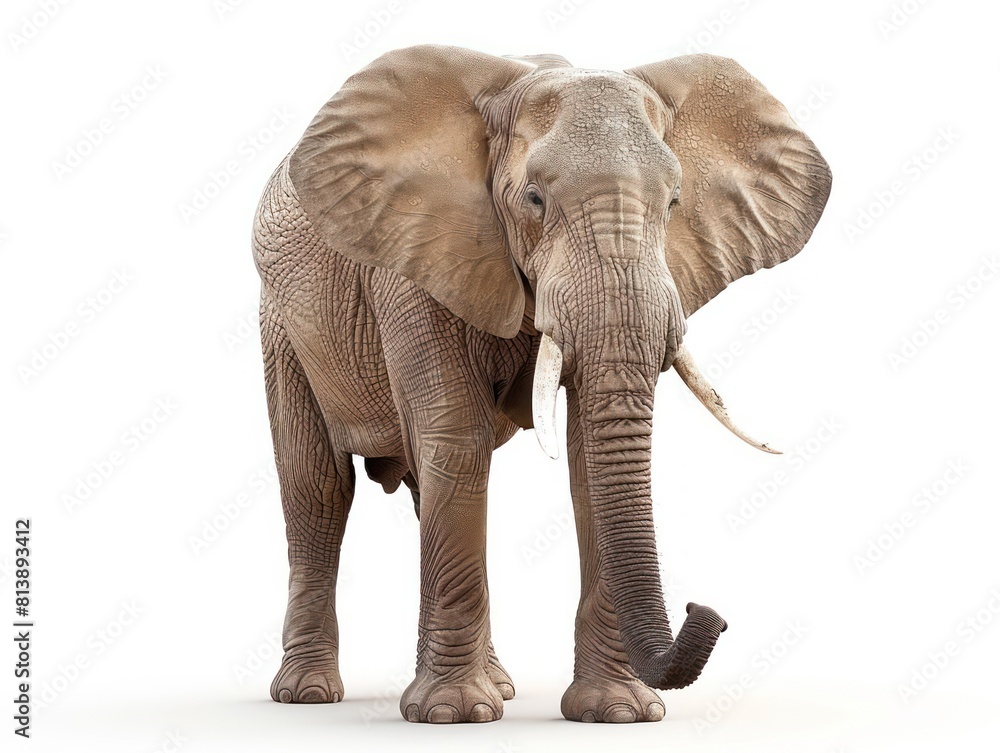 realistic elephant in a full body isolated on a white background 