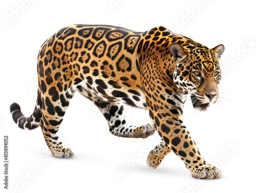 realistic jaguar running in a full body isolated on a white background  © marco