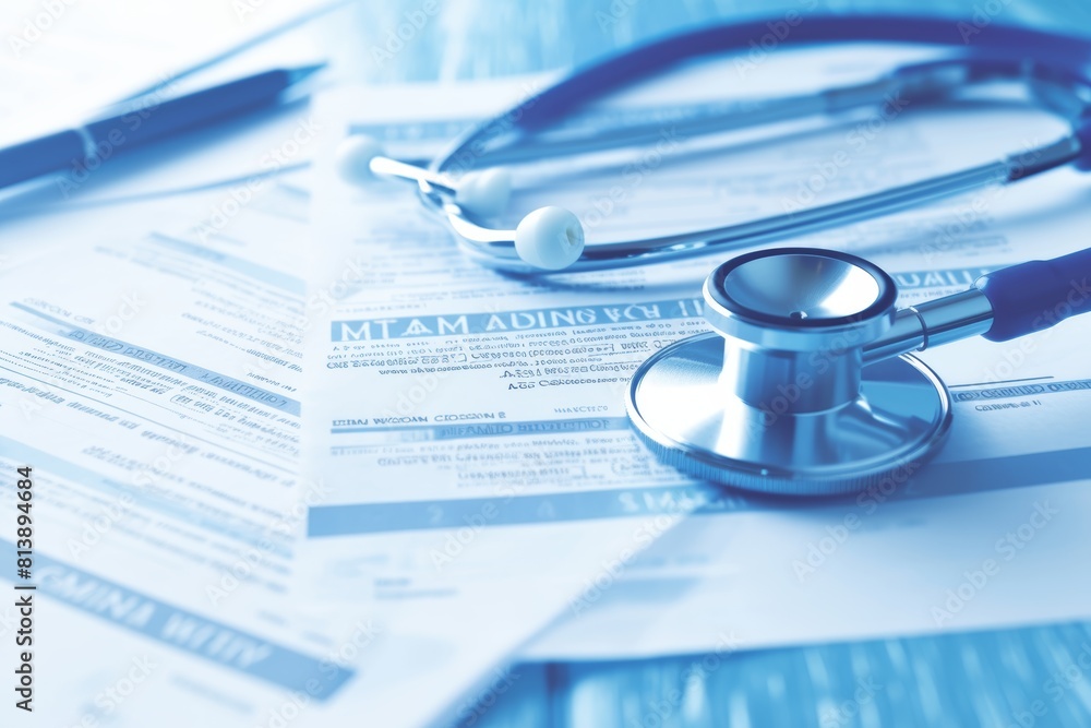 Close-Up of Medical Bill and Health Insurance Documents Highlighting Cost Savings Close-Up of Medical Bill and Health Insurance Documents Highlighting Cost Savings