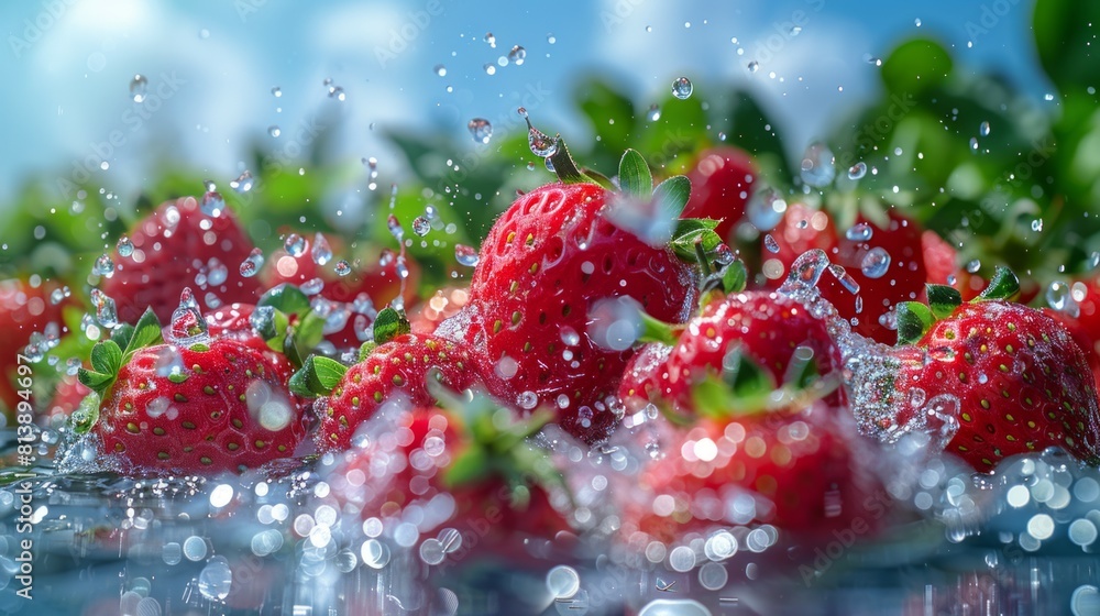 strawberries juice waterfall splash strawberries juice waterfall splash