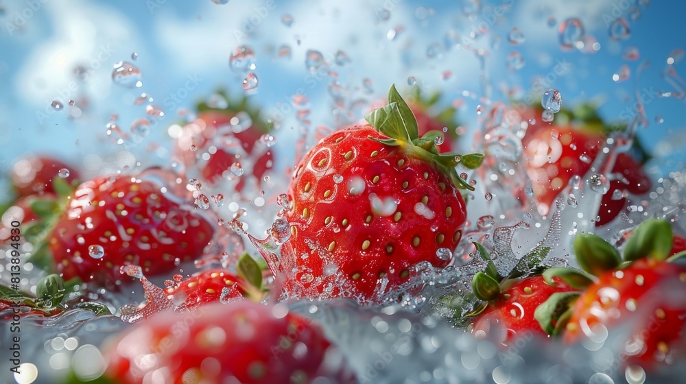 strawberries juice waterfall splash strawberries juice waterfall splash