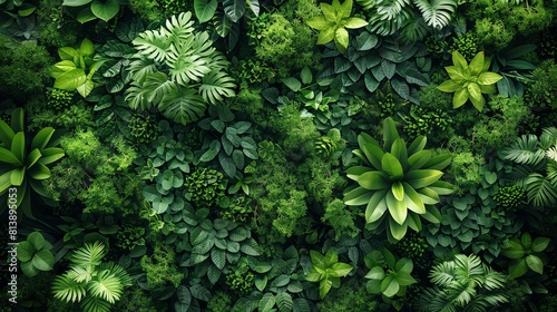Lush forest texture  aerial view  rich deep green background  detailed leaf structures  seamless design