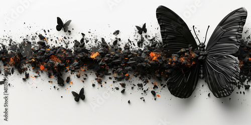 Disintegrating Butterfly with Fiery Sparks Concept