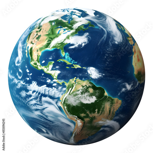 Earth planet isolated on a transparent background, World globe isolate png
