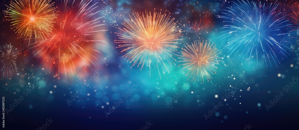 Fototapeta premium Abstract holiday background with fireworks and ample copy space image for New Year celebrations
