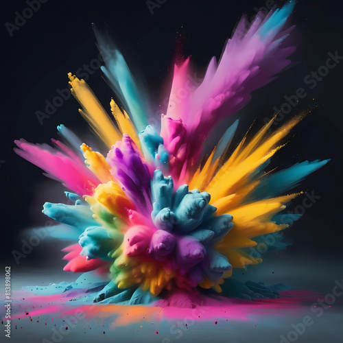 explosion splash of colorful powder with freeze isolated on background abstract splatter of colored dust powde photo