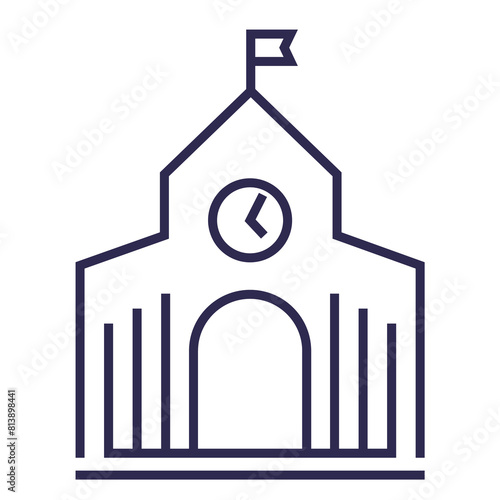 municipal building or city hall line icon