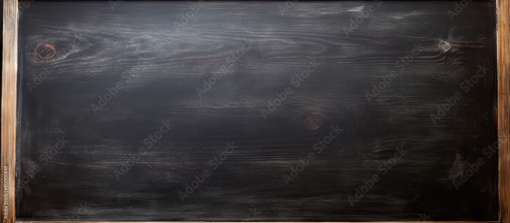 There is a chalk placed in front of the blackboard providing copy space for writing or drawing There is a chalk placed in front of the blackboard providing copy space for writing or drawing
