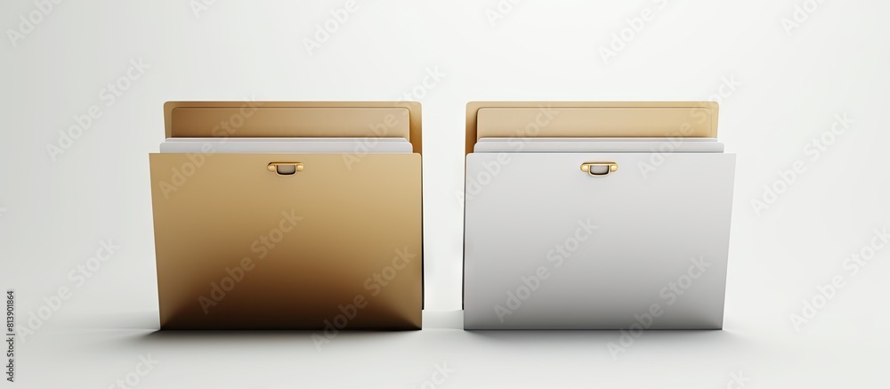 There are two file folders that have been cut out and are placed on a white background in this copy space image There are two file folders that have been cut out and are placed on a white background in this copy space image
