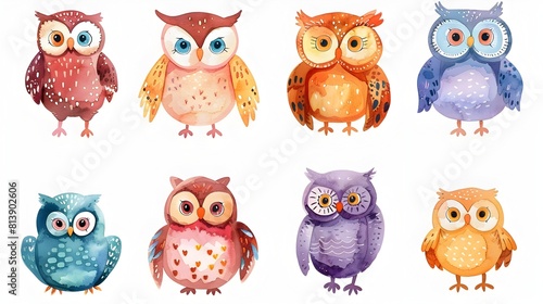 Wallpaper Mural Colorful Collection of Playful Cartoon Owl for and Design Torontodigital.ca