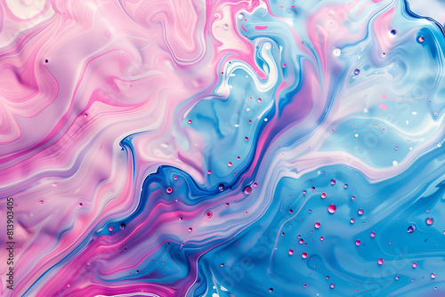 Blue and pink splash of paint. Abstract background. photo