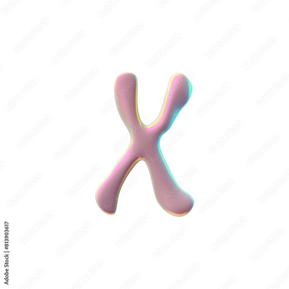 Rainbow pink letter X Y2K 3D for design on isolated background. Rainbow pink letter X Y2K 3D for design on isolated background.